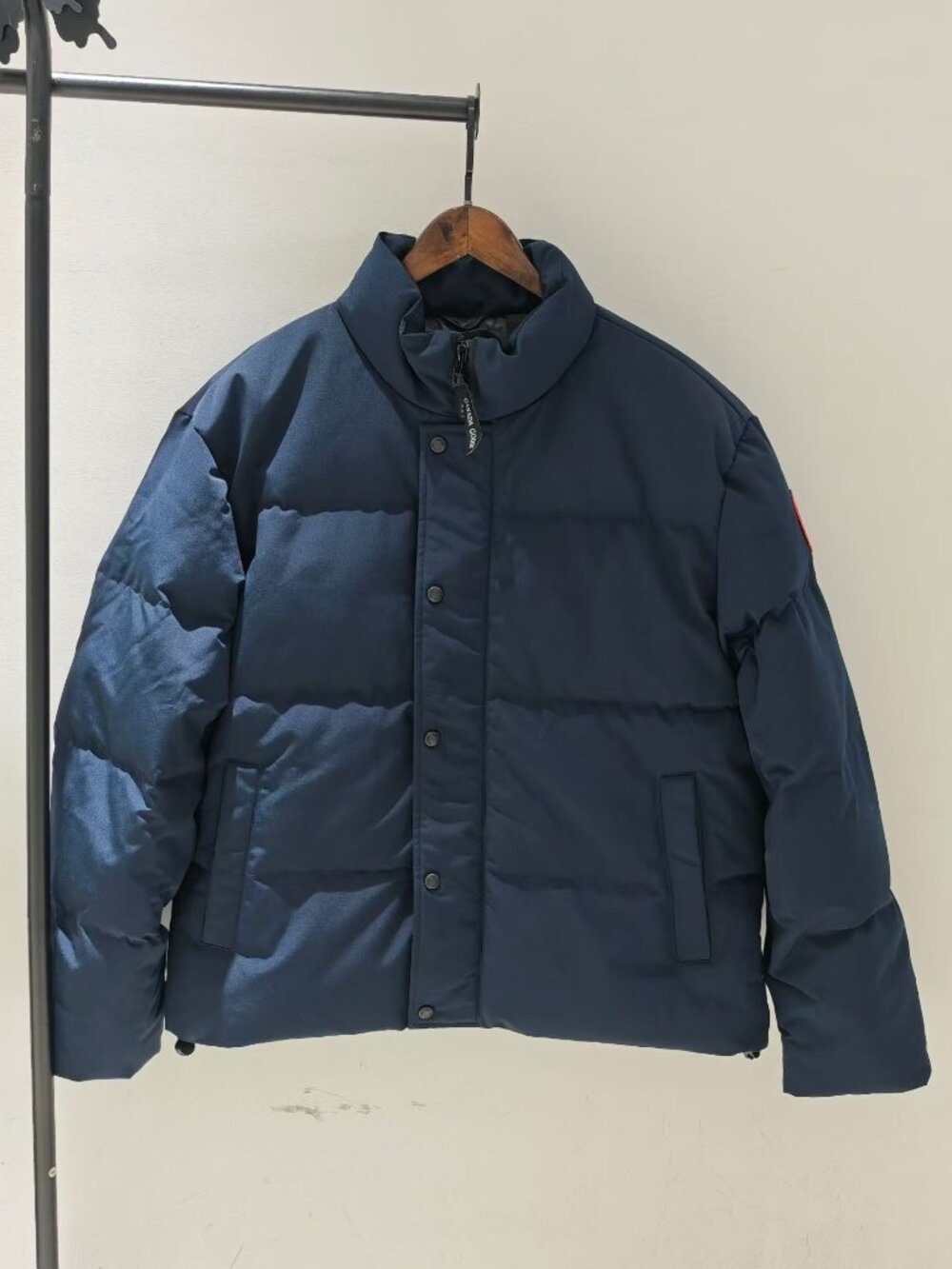 Canada Goose Navy Short Down Jacket with Stand Collar